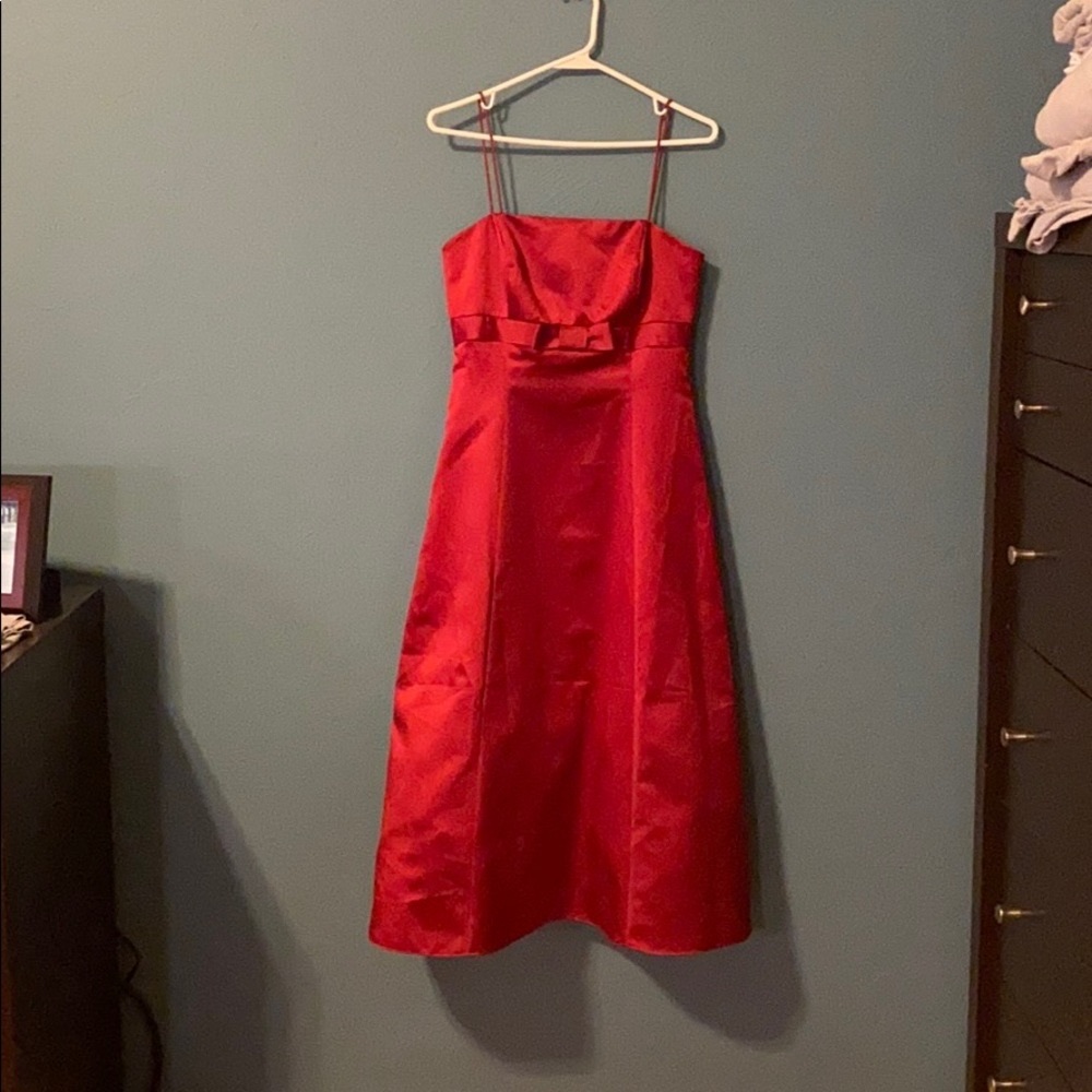 Candy Apple Tea-Length Bridesmaid Dress
